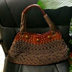 Brown Vintage leather bag boho chic.